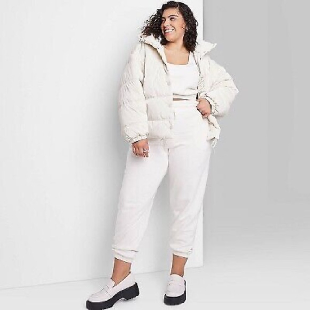 Women's White Iridescent Shine Duvet Puffer Jacket - Wild Fable NWT - 3x